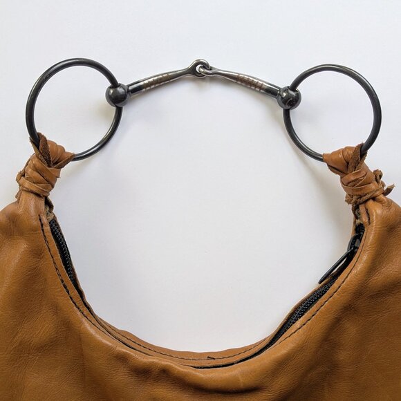🐎 Unique Snaffle Horse Bit Brown Leather Hobo Bag - Picture 10 of 12